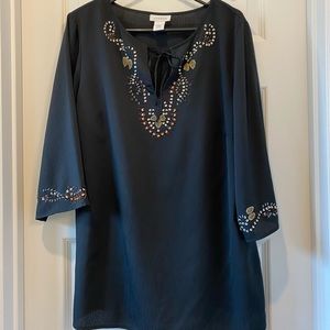 Avenue Black Beaded Blouse 14/16